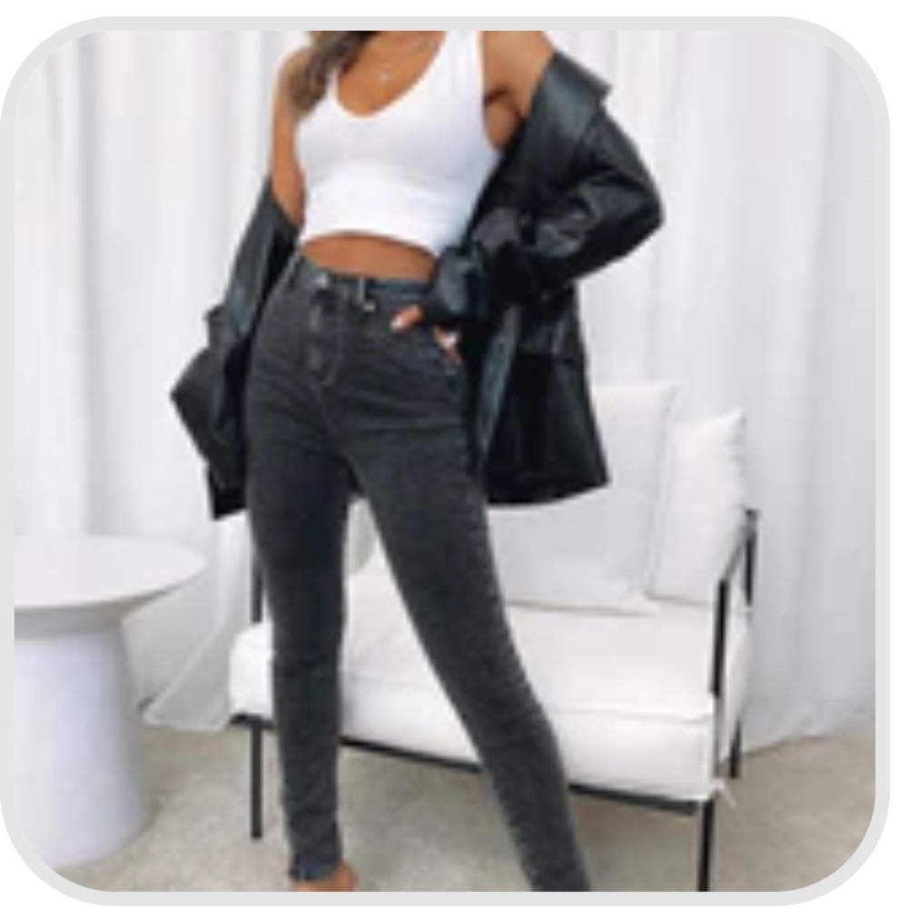 White Fox boutique Good Life Skinny Jeans Black Acid size 24 - Picture 1 of 8
